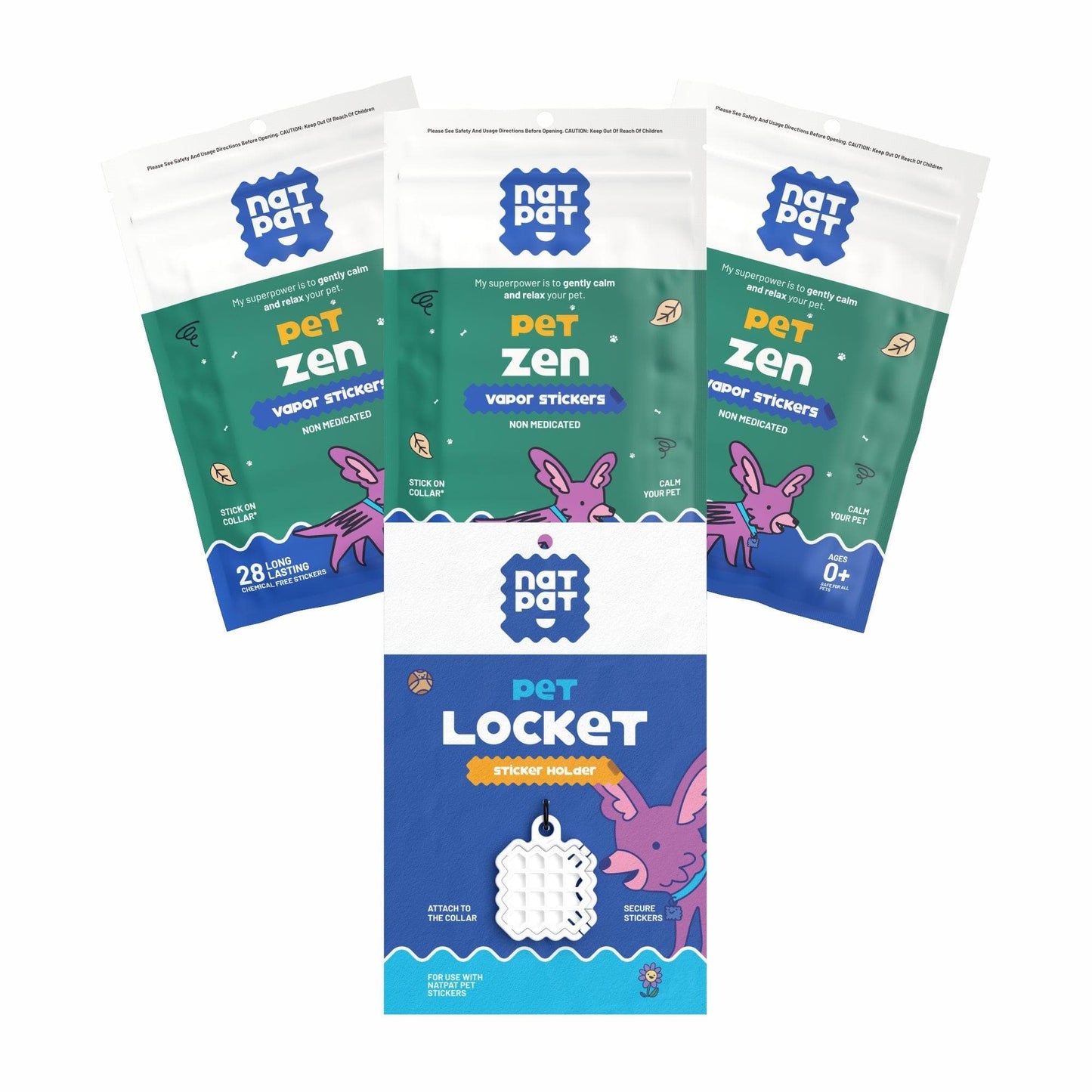 3 Packs of Pet Zen Vapor Stickers + 1 Pet Locket