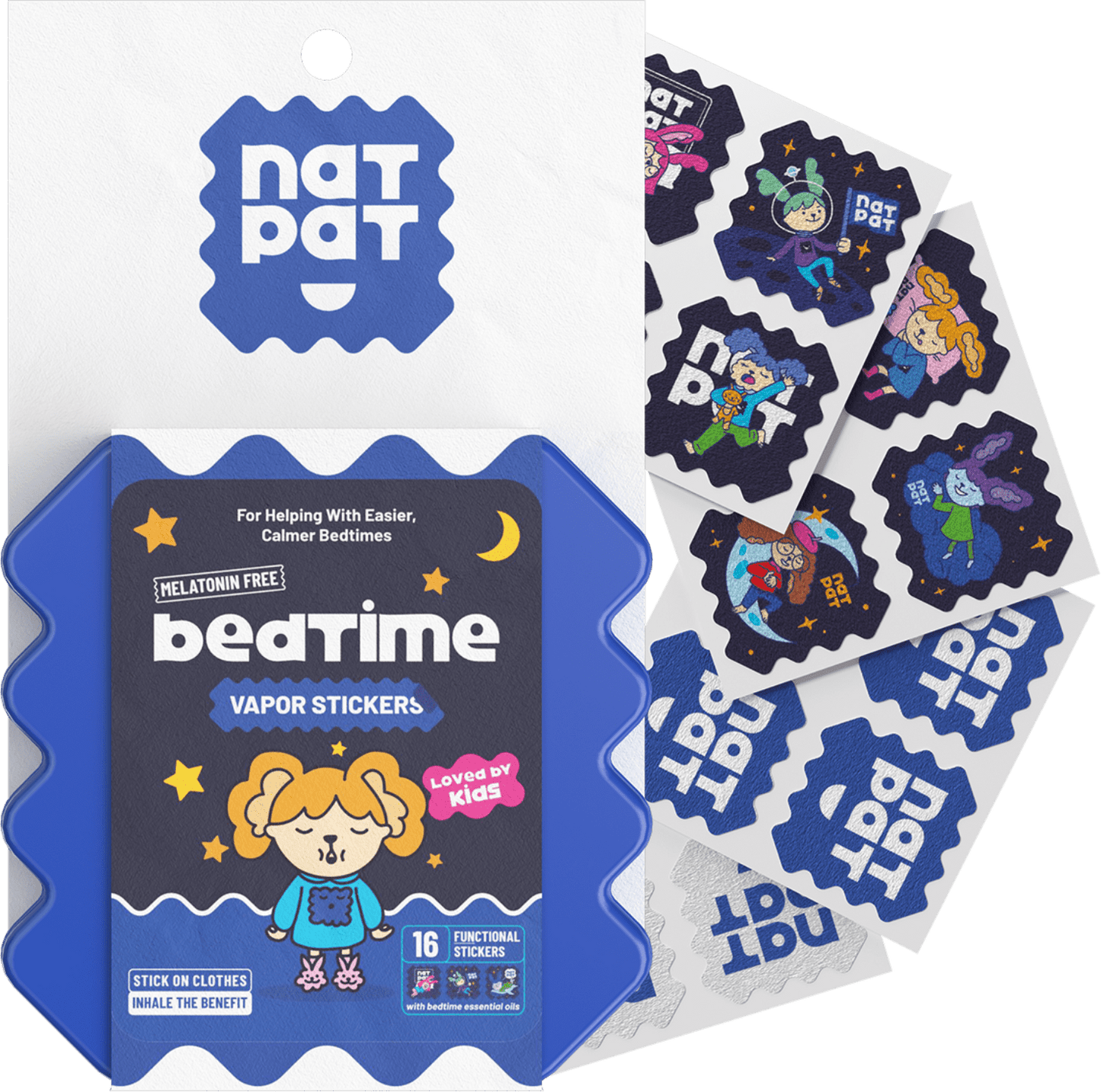 NatPat Kids Bedtime Sleep Promoting Sticker 16pk - 10 Resale Packs in a Display Box